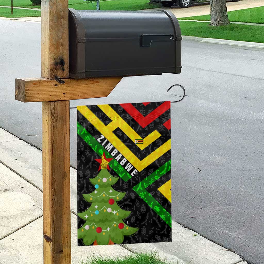 Zimbabwe Christmas Garden Flag with Flag Colors Xmas Tree and Holiday - Wonder Print Shop