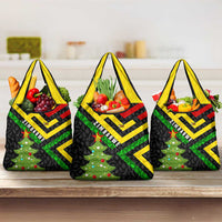 Zimbabwe Christmas Grocery Bag with Flag Colors Xmas Tree and Holiday - Wonder Print Shop
