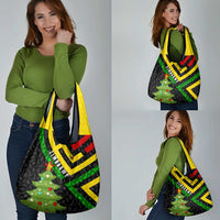 Zimbabwe Christmas Grocery Bag with Flag Colors Xmas Tree and Holiday - Wonder Print Shop