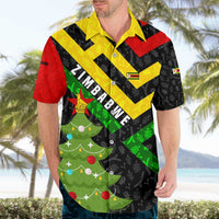 Zimbabwe Christmas Hawaiian Shirt with Flag Colors Xmas Tree and Holiday - Wonder Print Shop