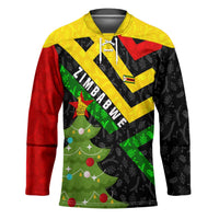 Zimbabwe Christmas Hockey Jersey with Flag Colors Xmas Tree and Holiday - Wonder Print Shop