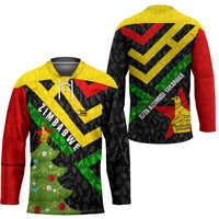 Zimbabwe Christmas Hockey Jersey with Flag Colors Xmas Tree and Holiday - Wonder Print Shop