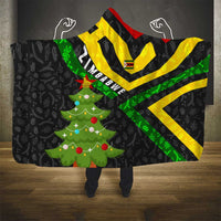 Zimbabwe Christmas Hooded Blanket with Flag Colors Xmas Tree and Holiday - Wonder Print Shop