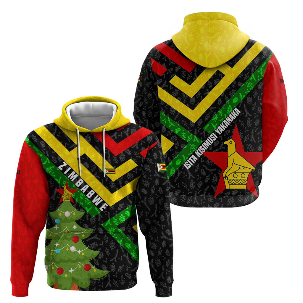 Zimbabwe Christmas Hoodie with Flag Colors Xmas Tree and Holiday - Wonder Print Shop