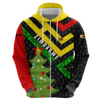 Zimbabwe Christmas Hoodie with Flag Colors Xmas Tree and Holiday - Wonder Print Shop
