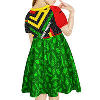 Zimbabwe Christmas Kid Short Sleeve Dress with Flag Colors Xmas Tree and Holiday - Wonder Print Shop