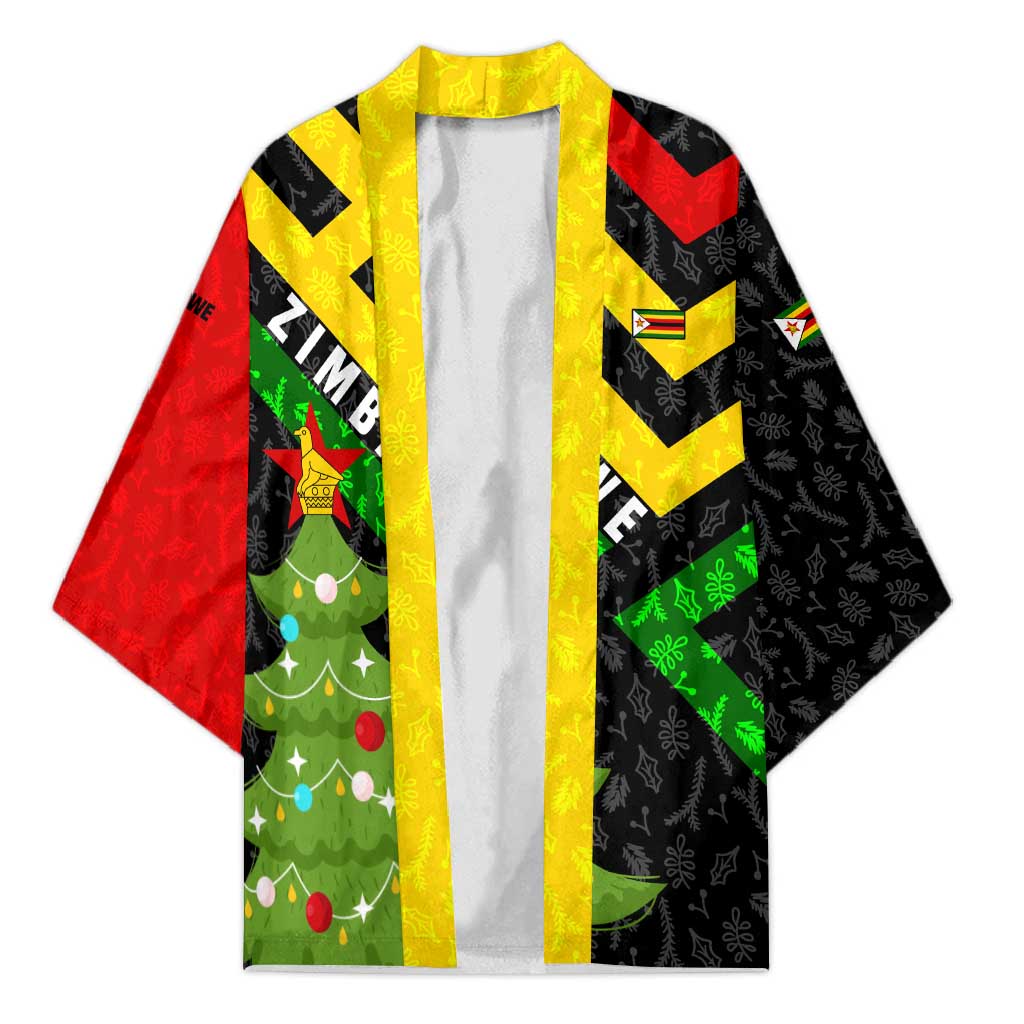 Zimbabwe Christmas Kimono with Flag Colors Xmas Tree and Holiday - Wonder Print Shop