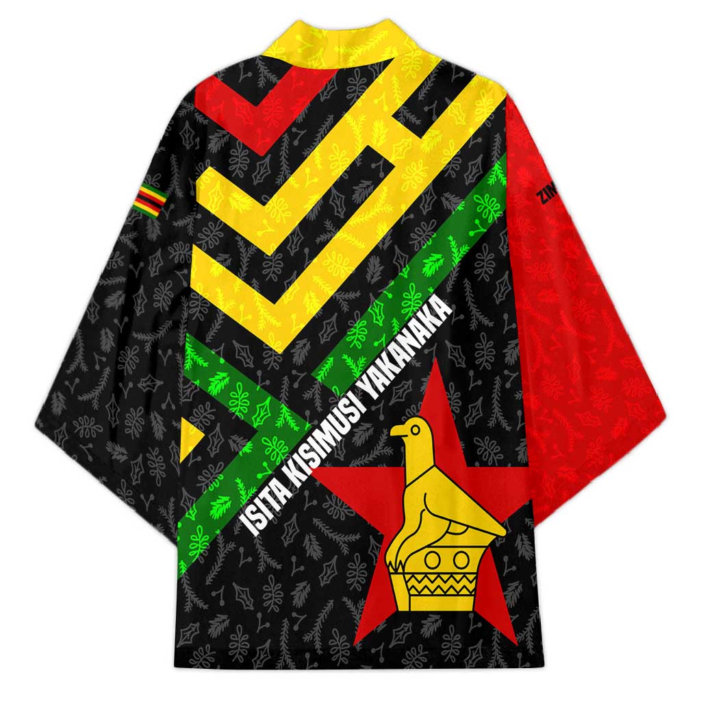 Zimbabwe Christmas Kimono with Flag Colors Xmas Tree and Holiday - Wonder Print Shop