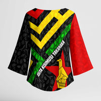 Zimbabwe Christmas Kimono Sleeve Blouse with Flag Colors Xmas Tree and Holiday - Wonder Print Shop