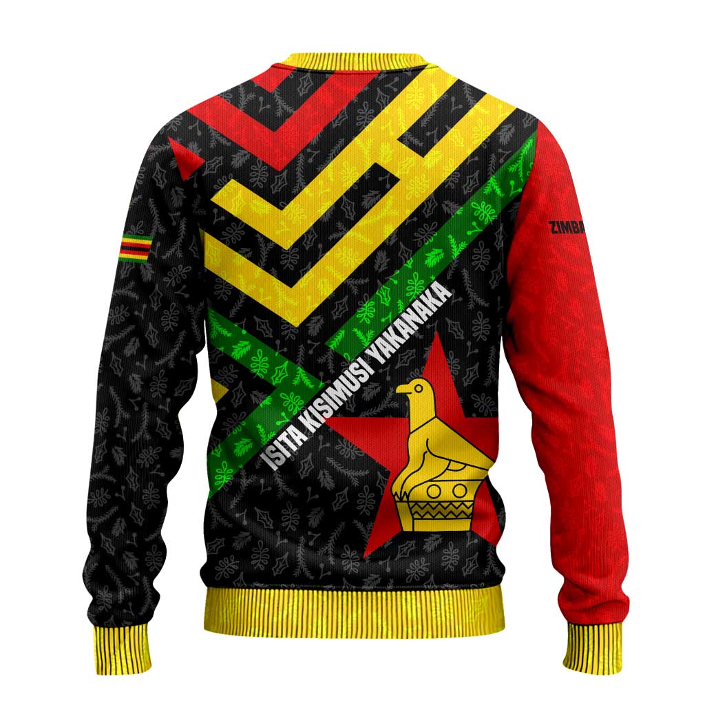 Zimbabwe Christmas Ugly Christmas Sweater with Flag Colors Xmas Tree and Holiday - Wonder Print Shop