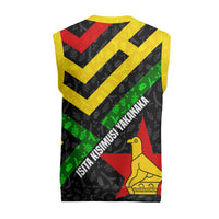 Zimbabwe Christmas Knitted V-Neck Vest with Flag Colors Xmas Tree and Holiday - Wonder Print Shop