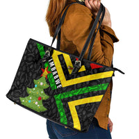 Zimbabwe Christmas Leather Tote Bag with Flag Colors Xmas Tree and Holiday - Wonder Print Shop