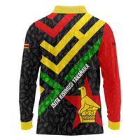 Zimbabwe Christmas Long Sleeve Polo Shirt with Flag Colors Xmas Tree and Holiday - Wonder Print Shop