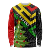 Zimbabwe Christmas Long Sleeve Shirt with Flag Colors Xmas Tree and Holiday - Wonder Print Shop