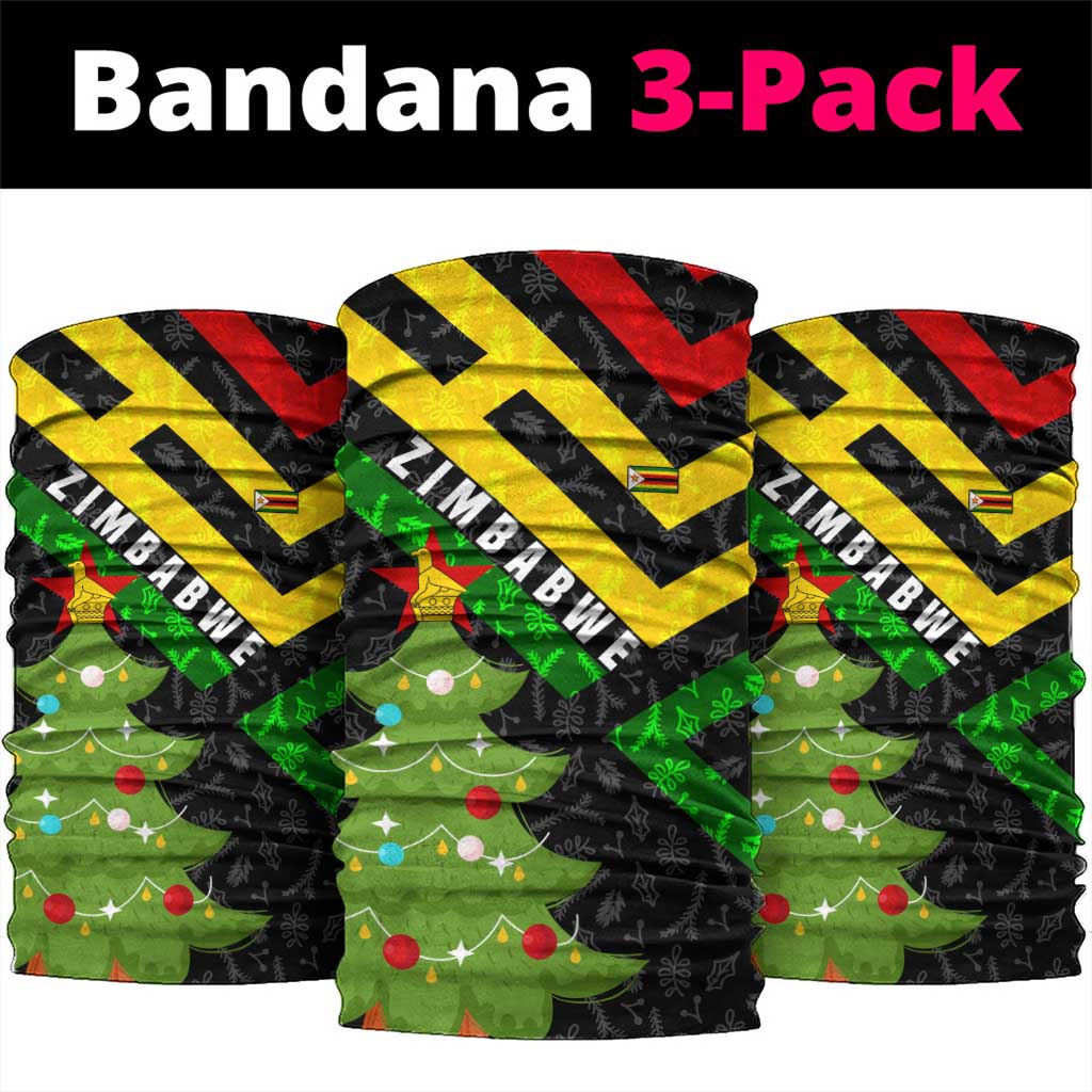 Zimbabwe Christmas Neck Gaiter with Flag Colors Xmas Tree and Holiday - Wonder Print Shop