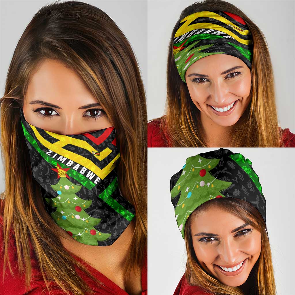 Zimbabwe Christmas Neck Gaiter with Flag Colors Xmas Tree and Holiday - Wonder Print Shop