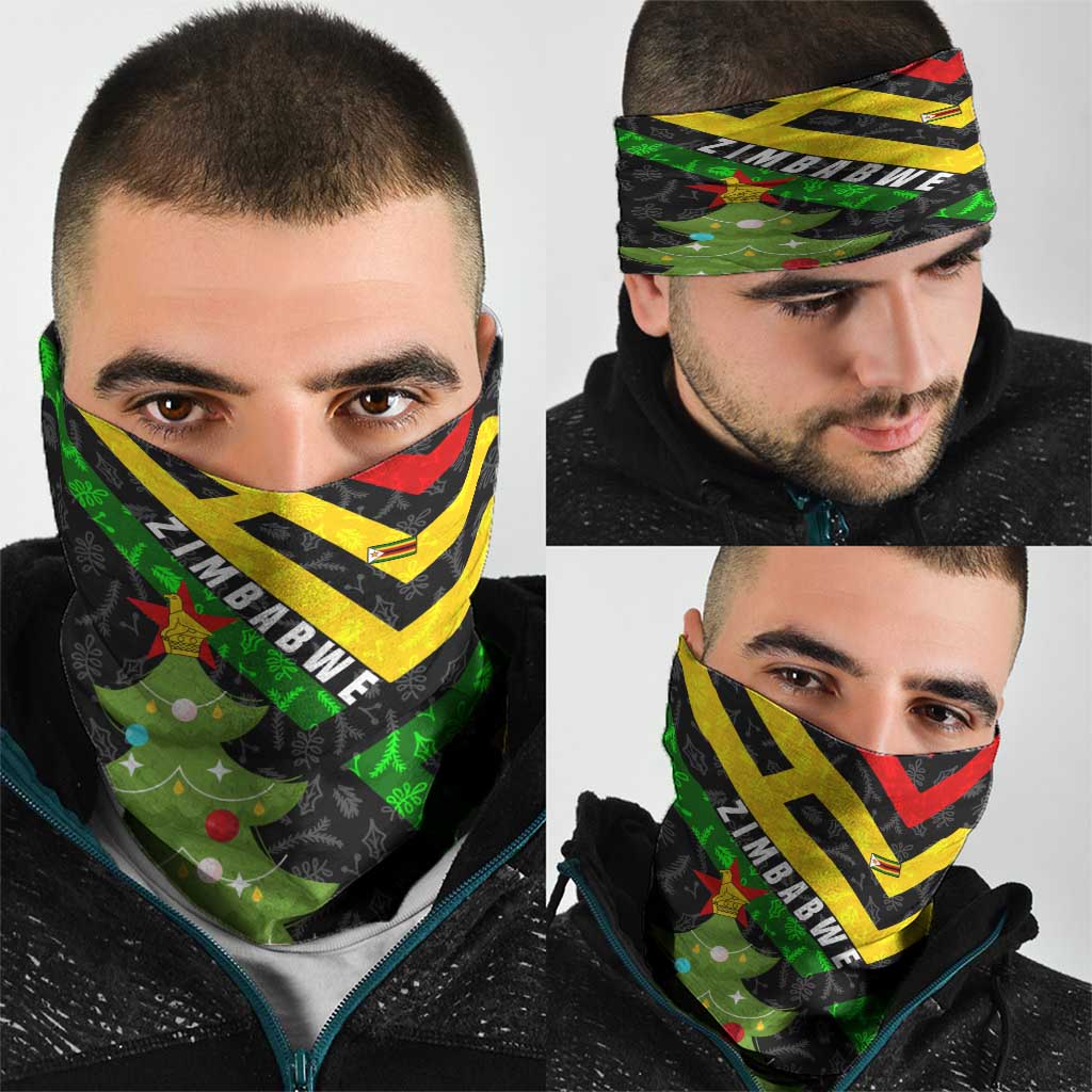 Zimbabwe Christmas Neck Gaiter with Flag Colors Xmas Tree and Holiday - Wonder Print Shop