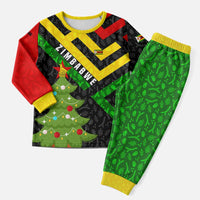 Zimbabwe Christmas Pajama Set with Flag Colors Xmas Tree and Holiday - Wonder Print Shop