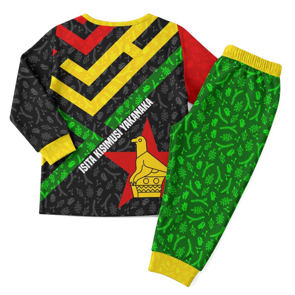 Zimbabwe Christmas Pajama Set with Flag Colors Xmas Tree and Holiday - Wonder Print Shop
