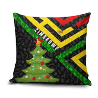 Zimbabwe Christmas Pillow Cover with Flag Colors Xmas Tree and Holiday - Wonder Print Shop