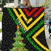 Zimbabwe Christmas Quilt with Flag Colors Xmas Tree and Holiday - Wonder Print Shop