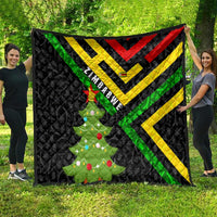 Zimbabwe Christmas Quilt with Flag Colors Xmas Tree and Holiday - Wonder Print Shop