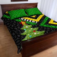 Zimbabwe Christmas Quilt Bed Set with Flag Colors Xmas Tree and Holiday - Wonder Print Shop