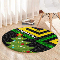 Zimbabwe Christmas Round Carpet with Flag Colors Xmas Tree and Holiday - Wonder Print Shop