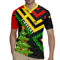 Zimbabwe Christmas Rugby Jersey with Flag Colors Xmas Tree and Holiday - Wonder Print Shop