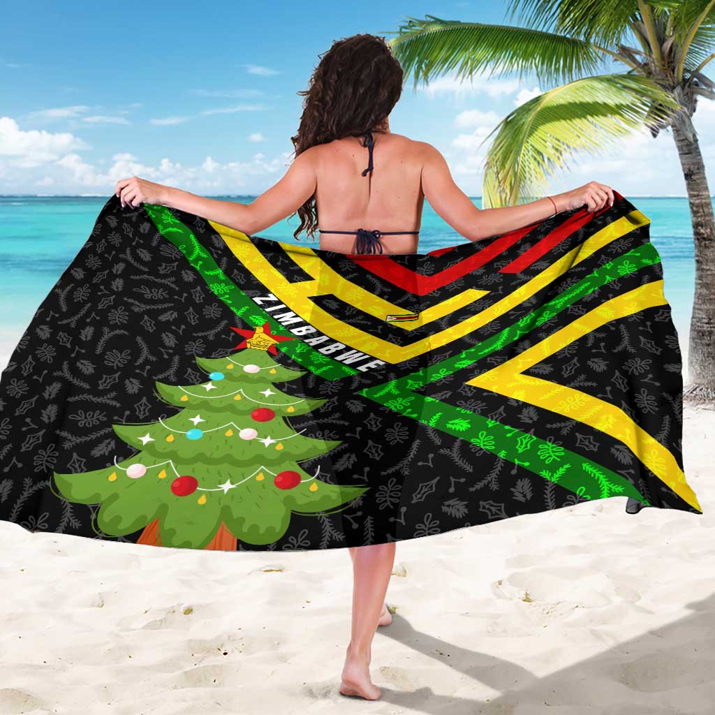 Zimbabwe Christmas Sarong with Flag Colors Xmas Tree and Holiday - Wonder Print Shop