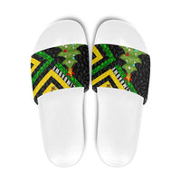 Zimbabwe Christmas Slide Sandals with Flag Colors Xmas Tree and Holiday - Wonder Print Shop