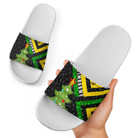 Zimbabwe Christmas Slide Sandals with Flag Colors Xmas Tree and Holiday - Wonder Print Shop