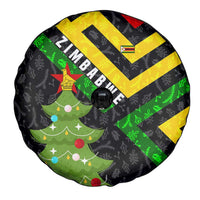 Zimbabwe Christmas Spare Tire Cover with Flag Colors Xmas Tree and Holiday - Wonder Print Shop