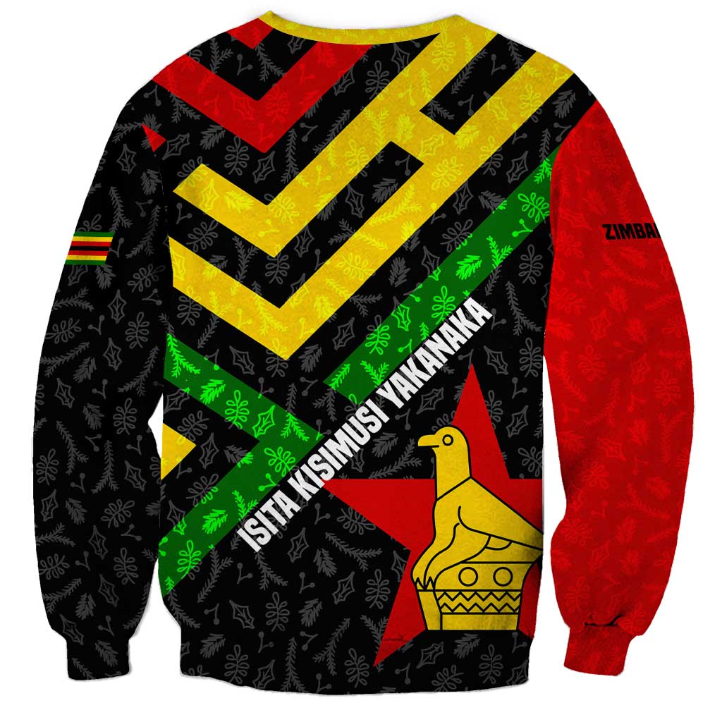 Zimbabwe Christmas Sweatshirt with Flag Colors Xmas Tree and Holiday - Wonder Print Shop