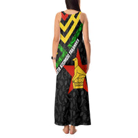 Zimbabwe Christmas Tank Maxi Dress with Flag Colors Xmas Tree and Holiday - Wonder Print Shop