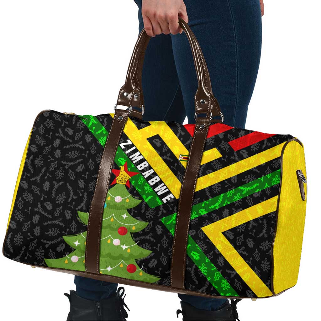 Zimbabwe Christmas Travel Bag with Flag Colors Xmas Tree and Holiday - Wonder Print Shop