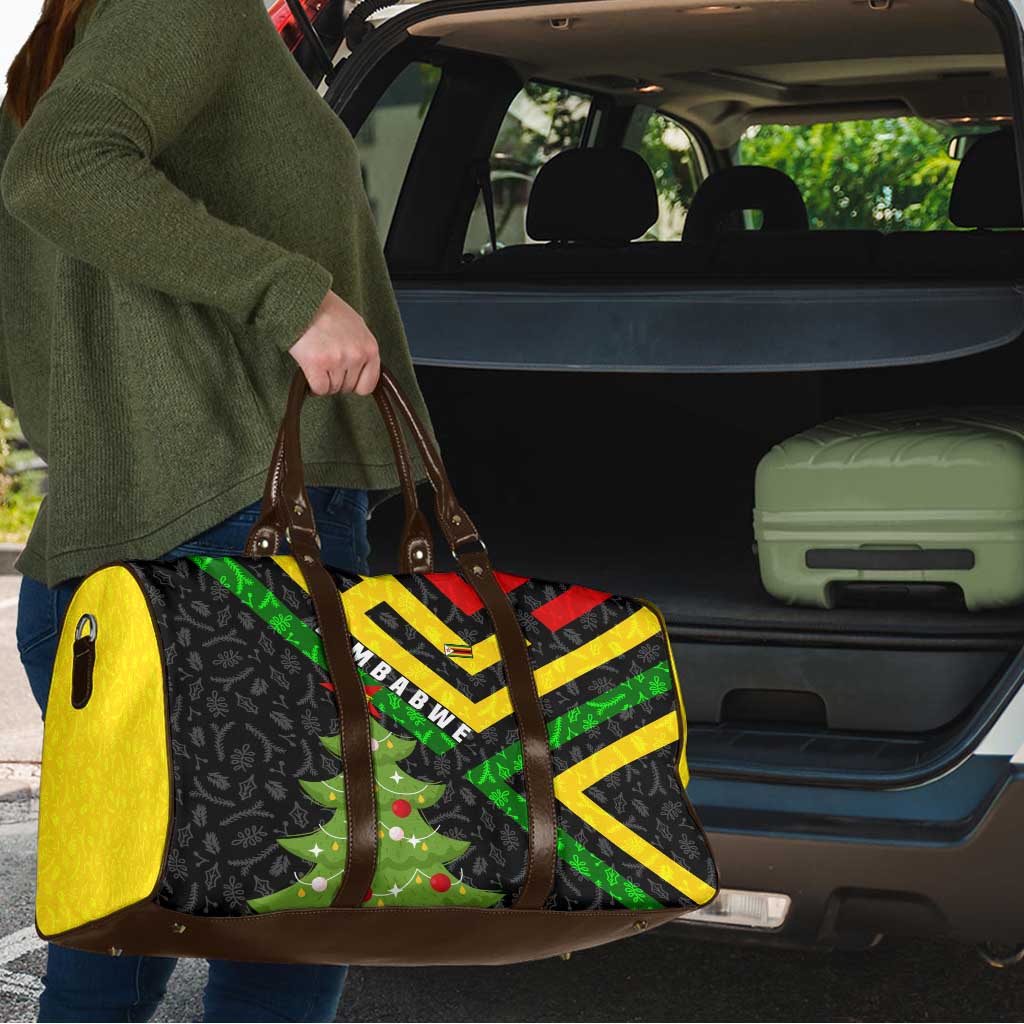 Zimbabwe Christmas Travel Bag with Flag Colors Xmas Tree and Holiday - Wonder Print Shop