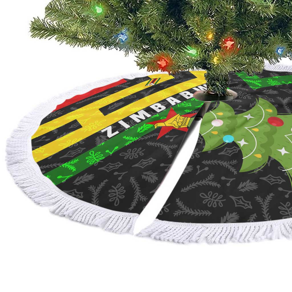 Zimbabwe Christmas Tree Skirt with Flag Colors Xmas Tree and Holiday - Wonder Print Shop