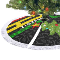 Zimbabwe Christmas Tree Skirt with Flag Colors Xmas Tree and Holiday - Wonder Print Shop