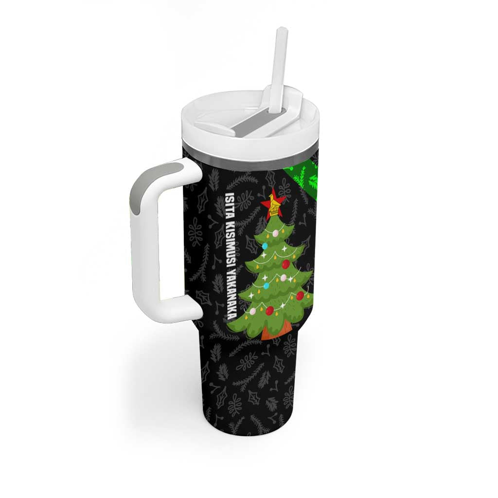 Zimbabwe Christmas Tumbler With Handle with Flag Colors Xmas Tree and Holiday - Wonder Print Shop