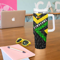 Zimbabwe Christmas Tumbler With Handle with Flag Colors Xmas Tree and Holiday - Wonder Print Shop