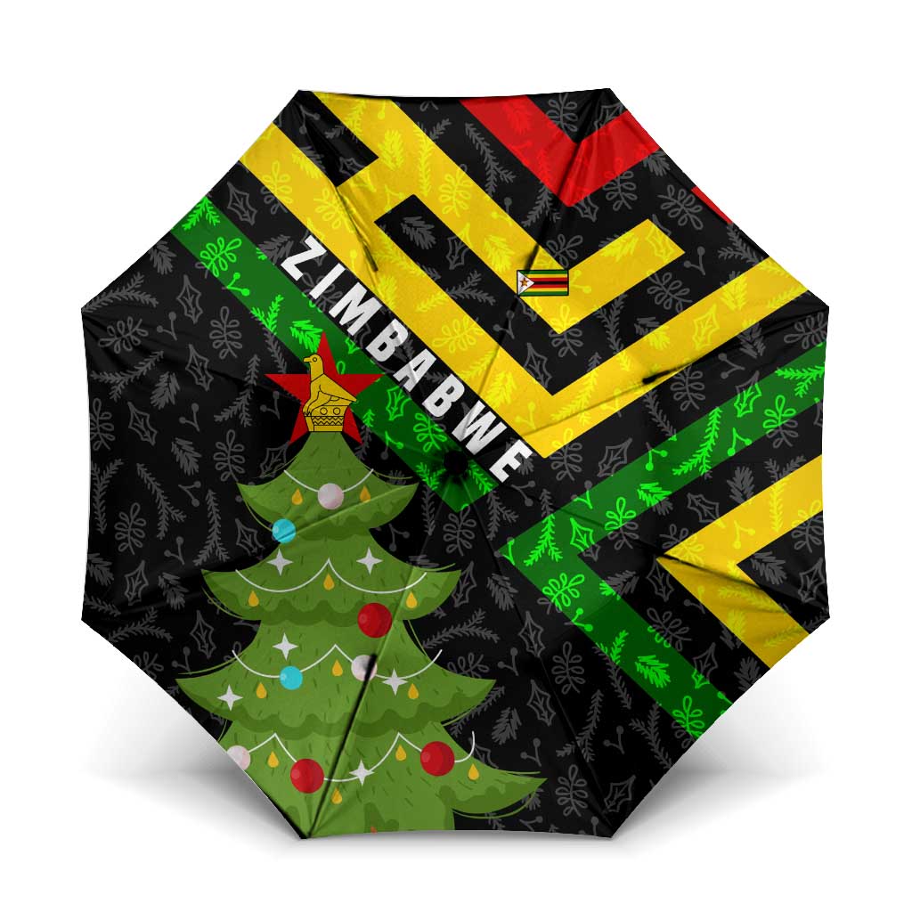 Zimbabwe Christmas Umbrella with Flag Colors Xmas Tree and Holiday - Wonder Print Shop