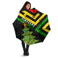 Zimbabwe Christmas Umbrella with Flag Colors Xmas Tree and Holiday - Wonder Print Shop