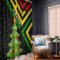 Zimbabwe Christmas Window Curtain with Flag Colors Xmas Tree and Holiday - Wonder Print Shop