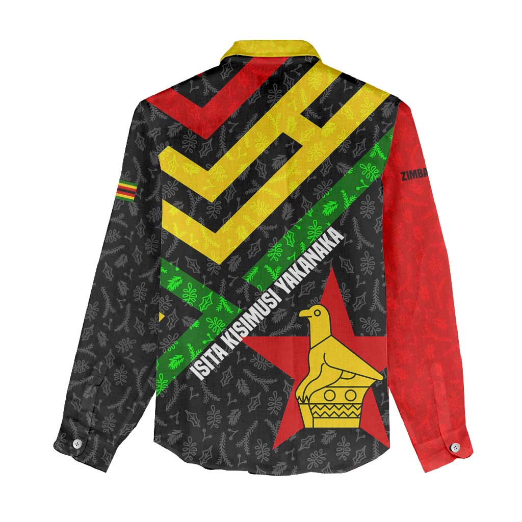Zimbabwe Christmas Women Casual Shirt with Flag Colors Xmas Tree and Holiday - Wonder Print Shop