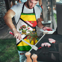 Zimbabwe Christmas Apron with Festive Santa Palm Tree and Red Yellow Green Flag - Wonder Print Shop