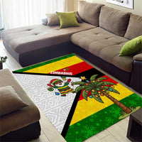 Zimbabwe Christmas Area Rug with Festive Santa Palm Tree and Red Yellow Green Flag - Wonder Print Shop