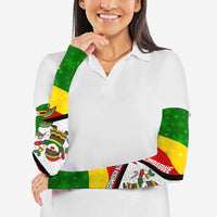 Zimbabwe Christmas Arm Sleeves with Festive Santa Palm Tree and Red Yellow Green Flag - Wonder Print Shop