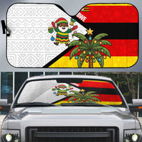 Zimbabwe Christmas Auto Sun Shade with Festive Santa Palm Tree and Red Yellow Green Flag - Wonder Print Shop