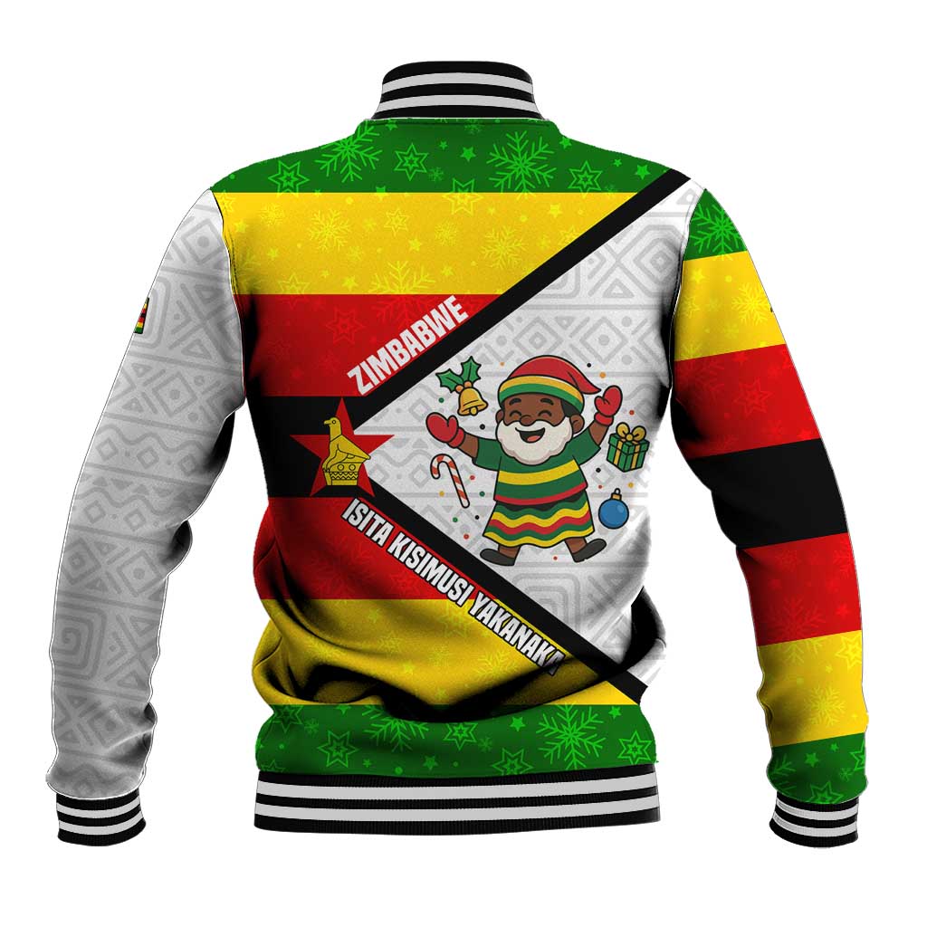 Zimbabwe Christmas Baseball Jacket with Festive Santa Palm Tree and Red Yellow Green Flag - Wonder Print Shop